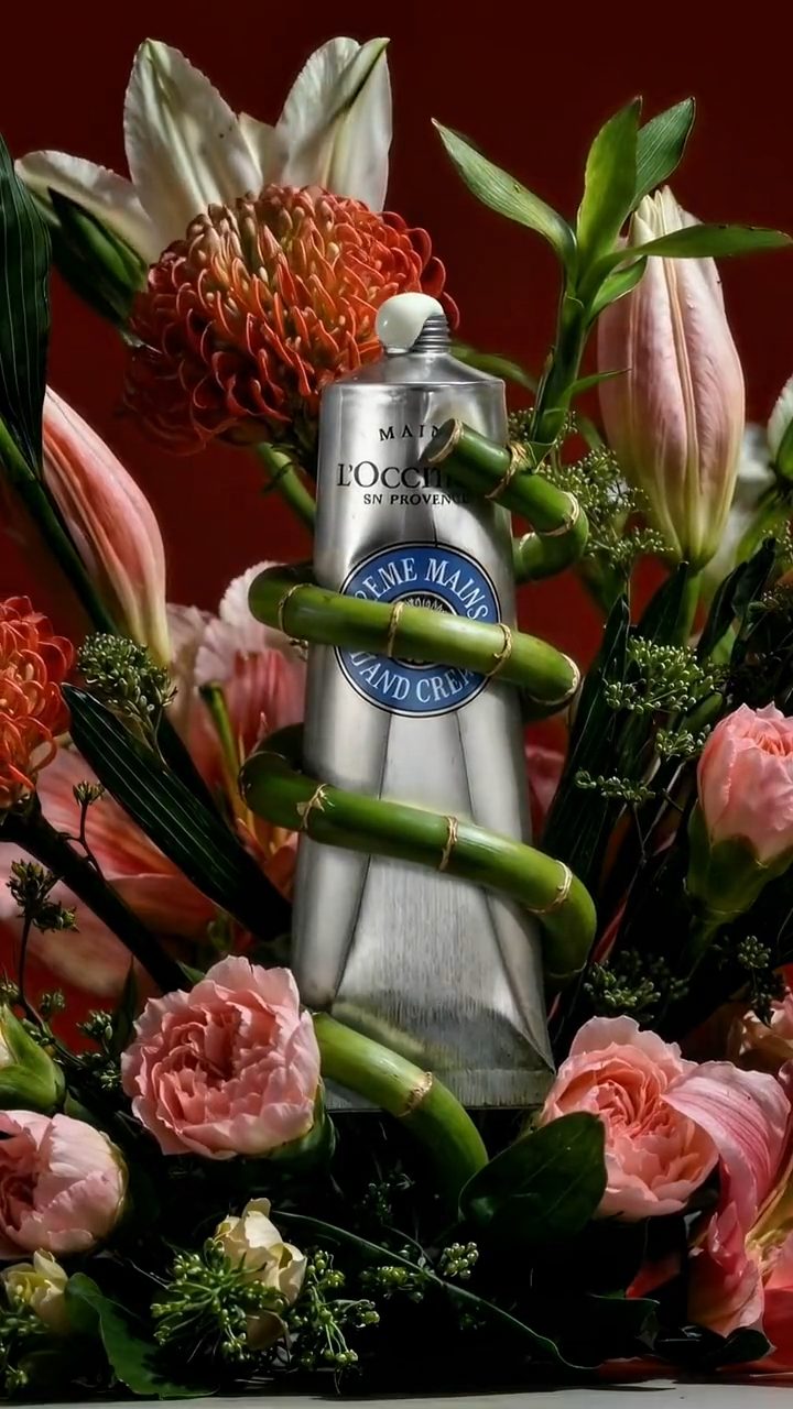 Beauty cinemagraph still — skincare product with botanical art direction